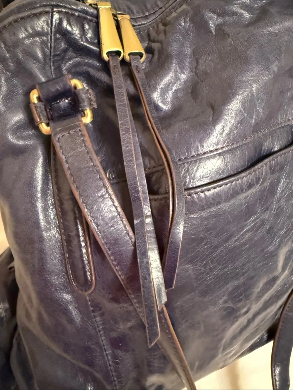 HOBO Delaney Leather Shoulder bag in Dark Navy